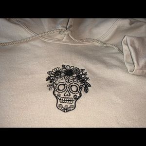 Embroidered Day of the Dead Sugar Skull Hoodie